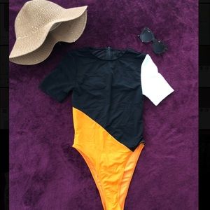 High waisted color block swimsuit
